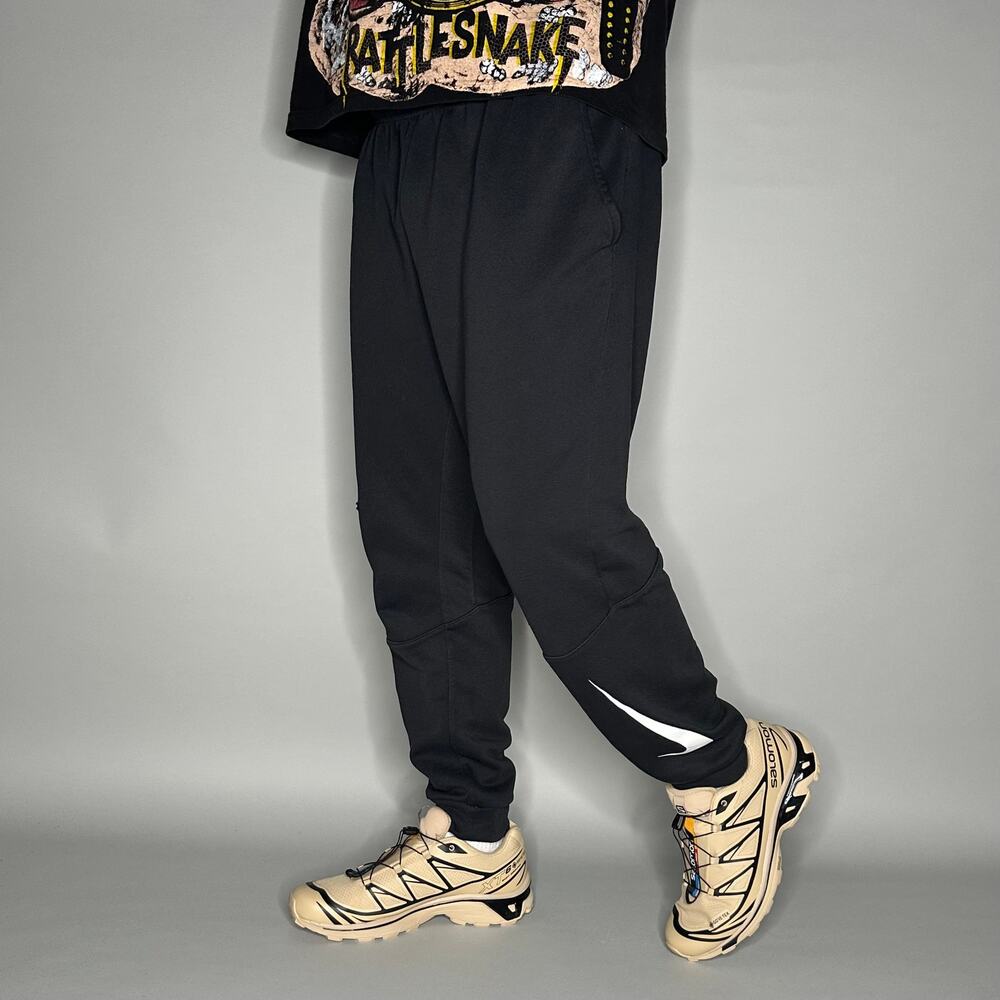 Vintage Y2K Nike Sweatpants Mens M Black White Ankle Swoosh Cotton Joggers